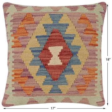 handmade Traditional Pillow Red Blue Hand-Woven SQUARE 100% WOOL  Hand woven turkish pillow  2 x 2